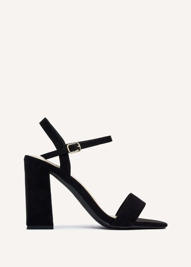 Linzi Beverley Black Faux Suede Block Heeled Sandal