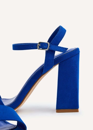 Linzi Beverley Cobalt Faux Suede Block Heeled Sandal