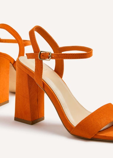 Linzi Beverley Orange Faux Suede Block Heeled Sandal