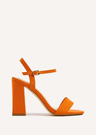 Linzi Beverley Orange Faux Suede Block Heeled Sandal