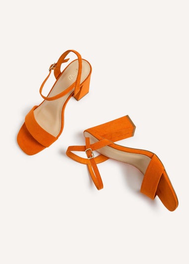 Linzi Beverley Orange Faux Suede Block Heeled Sandal