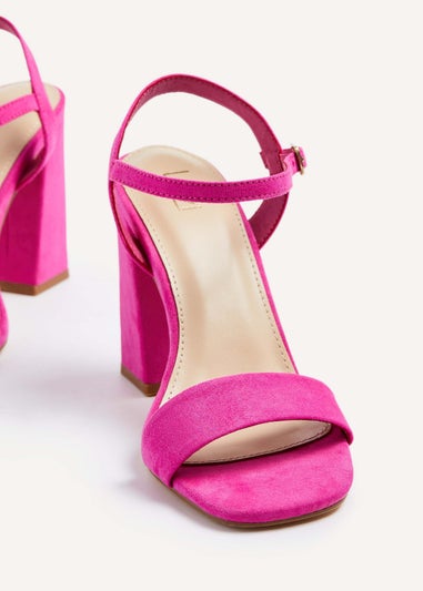 Linzi Beverley Pink Faux Suede Block Heeled Sandal