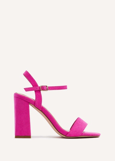 Linzi Beverley Pink Faux Suede Block Heeled Sandal