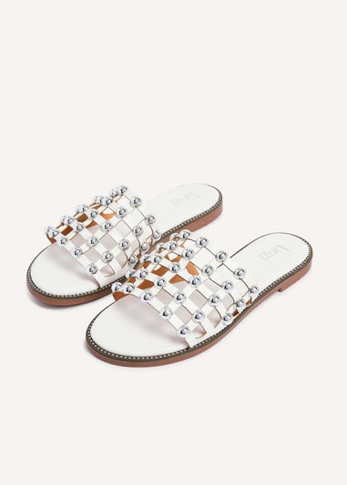 Linzi Sabina White Faux Leather Slider