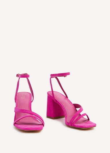 Linzi Etty Pink Faux Suede Strappy Block Heeled Sandal