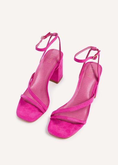 Linzi Etty Pink Faux Suede Strappy Block Heeled Sandal