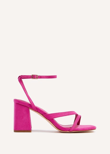 Linzi Etty Pink Faux Suede Strappy Block Heeled Sandal