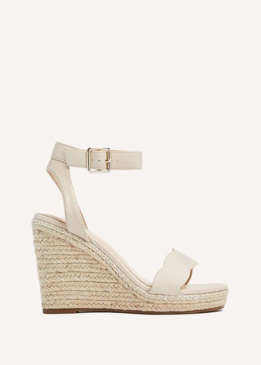 Linzi Italy Beige Faux Leather Rope Platform Wedge