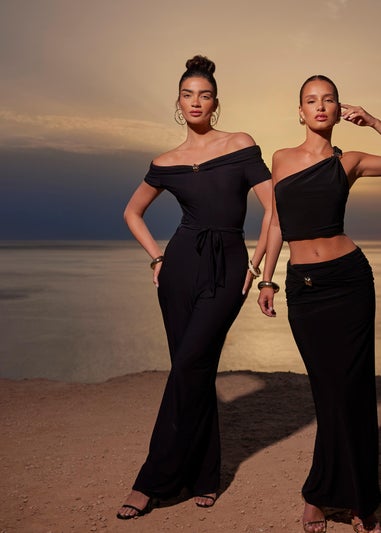 Quiz Black Bardot Palazzo Jumpsuit