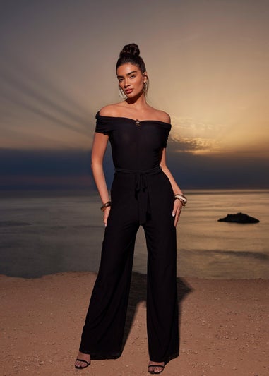 Quiz Black Bardot Palazzo Jumpsuit