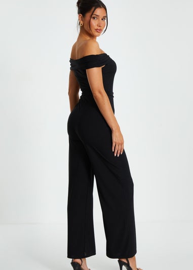 Quiz Black Bardot Palazzo Jumpsuit