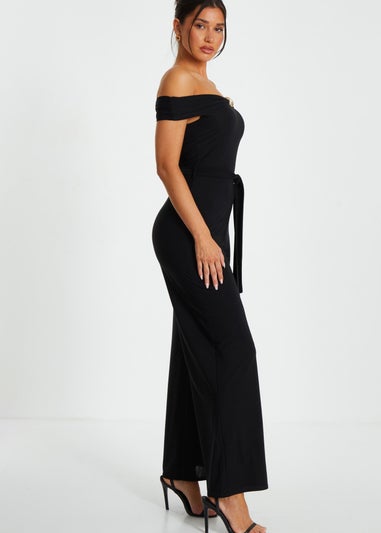 Quiz Black Bardot Palazzo Jumpsuit