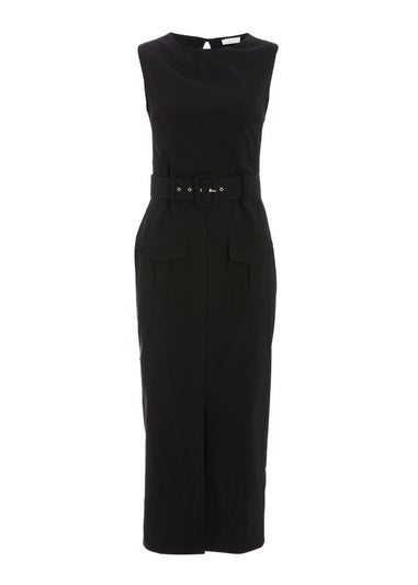 Quiz Black Cargo Split Front Midi Dress