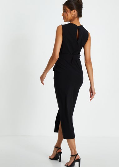 Quiz Black Cargo Split Front Midi Dress