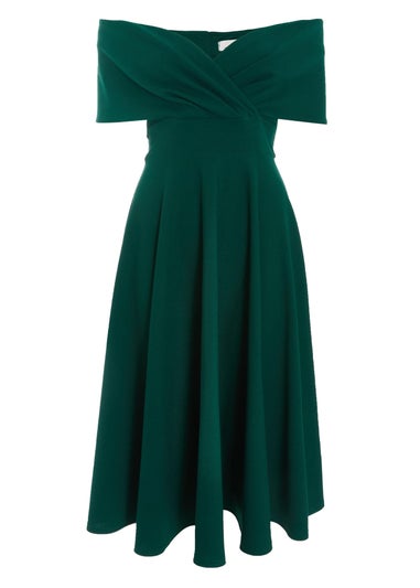 Quiz Green Bardot Skater Midi Dress Matalan