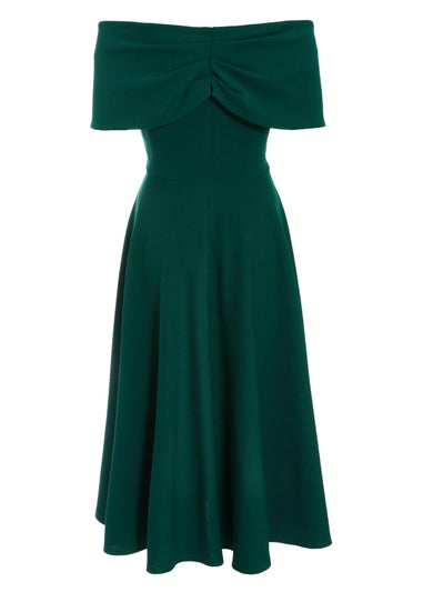 Quiz Green Bardot Skater Midi Dress