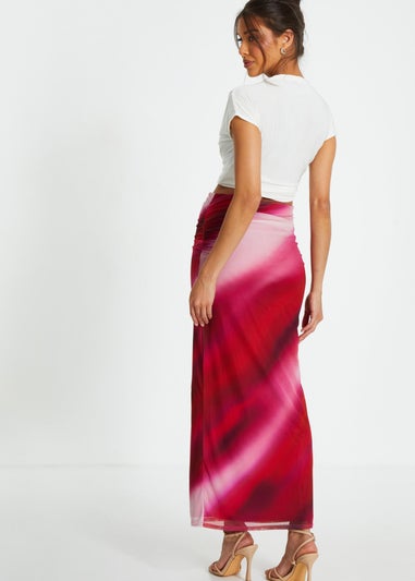 Quiz Pink Ombre Ruched Maxi Skirt