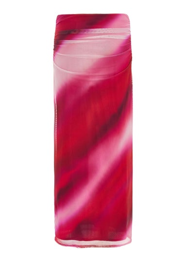 Quiz Pink Ombre Ruched Maxi Skirt