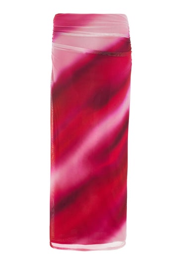 Quiz Pink Ombre Ruched Maxi Skirt