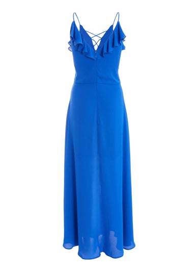 Quiz Blue Strappy Ruffle Chiffon Maxi Dress