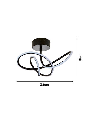 Glow Whirly Integrated LED Ceiling Light Matt Black (19cm x 38cm)