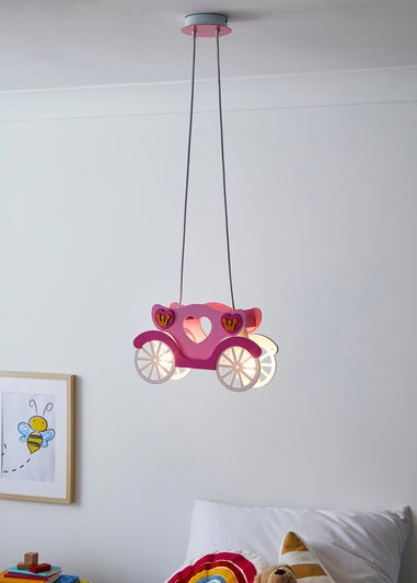 Glow Princess Carriage Ceiling Light Pink (23-93cm x 33cm)