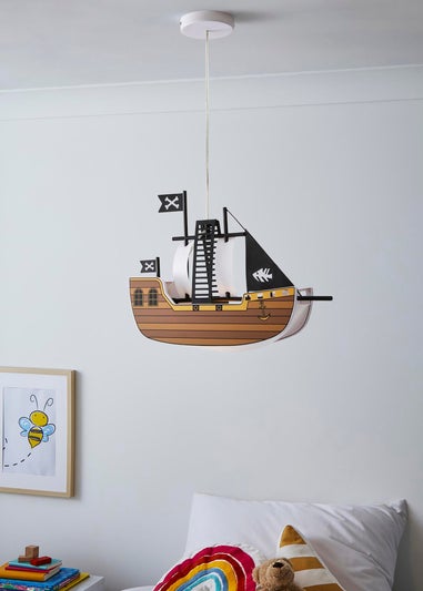 Glow Pirate Ship Ceiling Light Brown (32-100cm x 42cm)