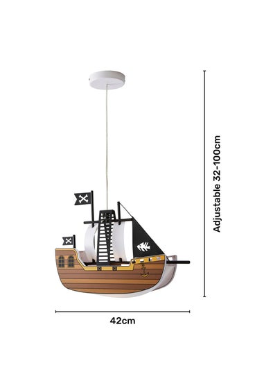 Glow Pirate Ship Ceiling Light Brown (32-100cm x 42cm)