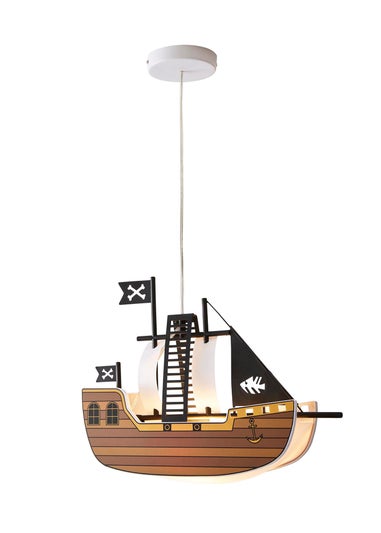 Glow Pirate Ship Ceiling Light Brown (32-100cm x 42cm)