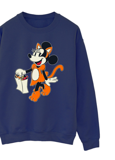 Disney Minnie Mouse Halloween Cat Trick Or Treats Navy Sweatshirt