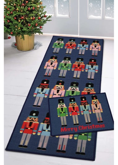 Homemaker Nutcracker Navy Runner and Doormat Pack