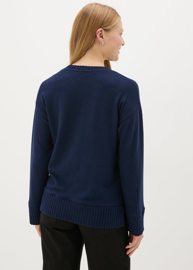 Navy Knitted Top