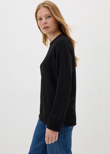 Black Long Sleeve Snit Top