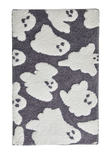 Fusion Spooky Ghosts Halloween Grey Non-Slip Bath Mat