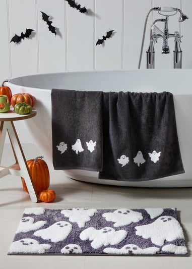 Fusion Spooky Ghosts Halloween Grey Hand Towel (2 pack)