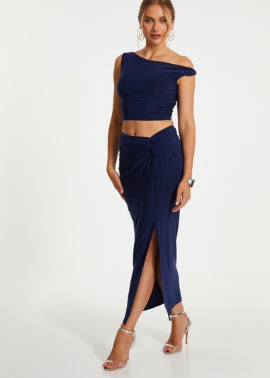 Quiz Blue Twist Crop Top