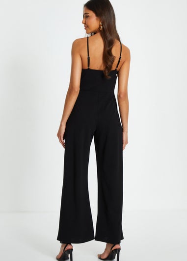 Quiz Black Petite Halter Neck Palazzo Jumpsuit