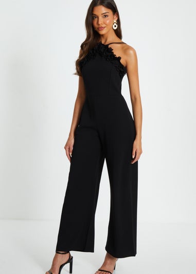 Quiz Black Petite Halter Neck Palazzo Jumpsuit