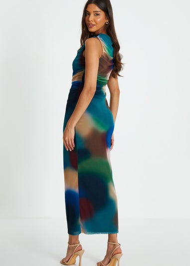 Quiz Multi Brushstroke Print Sleeveless Midaxi Dress