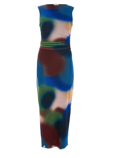 Quiz Multi Brushstroke Print Sleeveless Midaxi Dress