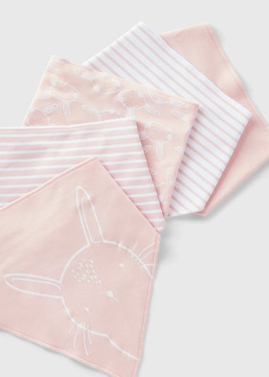 5 Pack Baby Pink Bandana Bibs