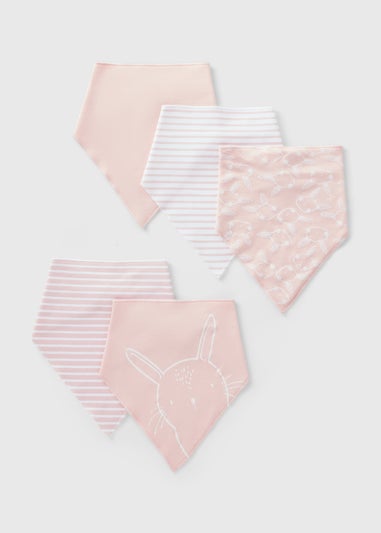 5 Pack Baby Pink Bandana Bibs