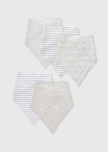 5 Pack Baby Grey Bandana Bibs