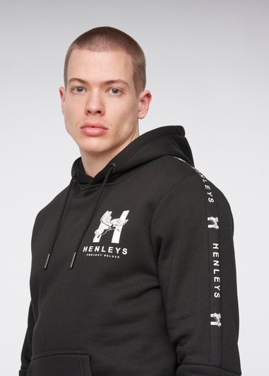 Henleys Black  Tapehen Hoodie