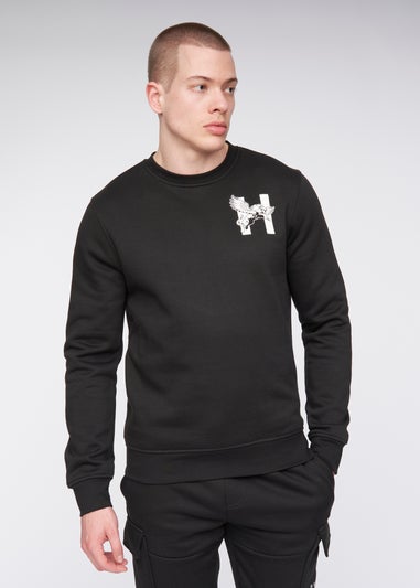 Henleys Black  Moorehen Crew Sweat