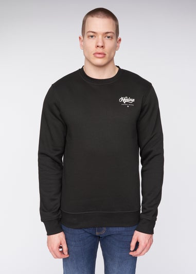 Henleys Black  Scripthen Crew Sweat