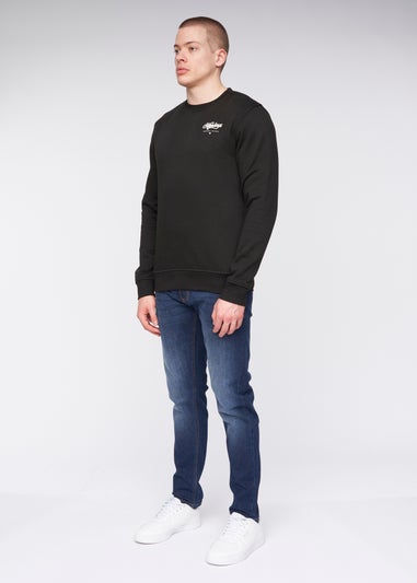 Henleys Black  Scripthen Crew Sweat