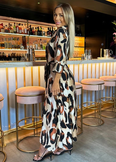 AX Paris Multi Leopard Print Shirt Midi Dress