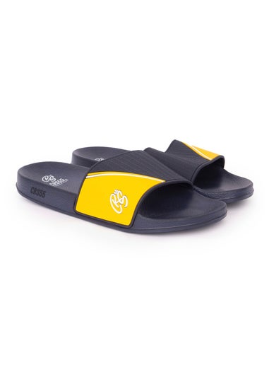 Crosshatch Navy/Yellow Ventamoore Sliders