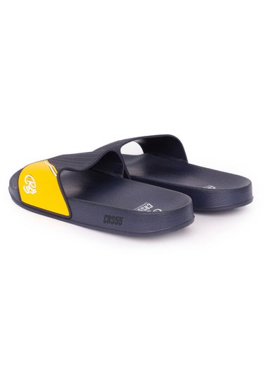 Crosshatch Navy/Yellow Ventamoore Sliders